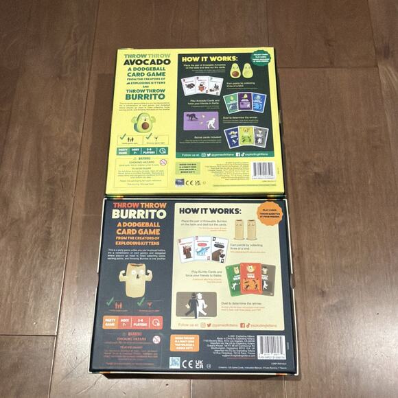 Throw Throw Burrito Avocado Card Game With Box Lot Of 2 - Picture 2 of 2